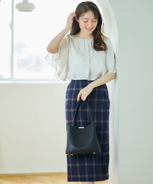 12Twelve Agenda（トゥエルブ　アジェンダ）の「チェック柄タイトスカート（スカート・レディース・ベージュ/ネイビー・M/S）」の17枚目の写真