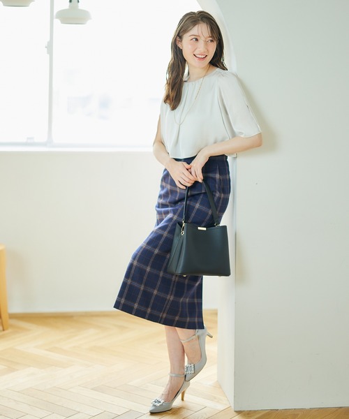 12Twelve Agenda（トゥエルブ　アジェンダ）の「チェック柄タイトスカート（スカート・レディース・ベージュ/ネイビー・M/S）」の22枚目の写真