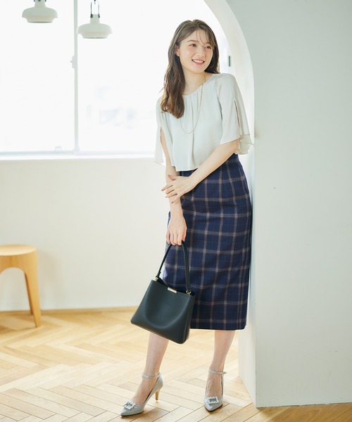 12Twelve Agenda（トゥエルブ　アジェンダ）の「チェック柄タイトスカート（スカート・レディース・ベージュ/ネイビー・M/S）」の20枚目の写真