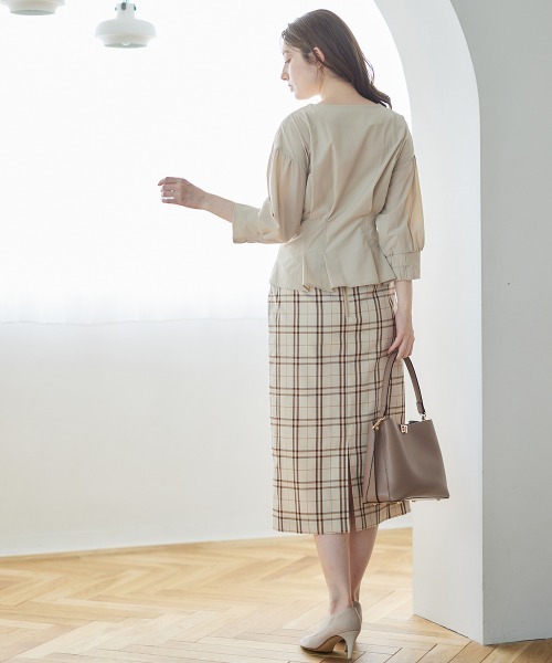 12Twelve Agenda（トゥエルブ　アジェンダ）の「チェック柄タイトスカート（スカート・レディース・ベージュ/ネイビー・M/S）」の8枚目の写真
