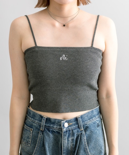 mline（エムライン）の「【5色展開】[mline]刺繍ニットキャミ（キャミソール・レディース・グリーン/ピンク/チャコールグレー/ブルー/アイボリー・FREE）」の16枚目の写真