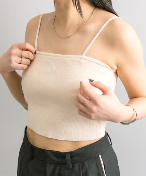 mline（エムライン）の「【5色展開】[mline]刺繍ニットキャミ（キャミソール・レディース・グリーン/ピンク/チャコールグレー/ブルー/アイボリー・FREE）」の7枚目の写真