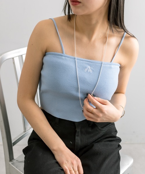 mline（エムライン）の「【5色展開】[mline]刺繍ニットキャミ