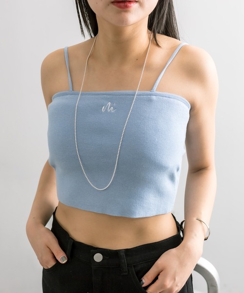 mline（エムライン）の「【5色展開】[mline]刺繍ニットキャミ（キャミソール・レディース・グリーン/ピンク/チャコールグレー/ブルー/アイボリー・FREE）」の13枚目の写真