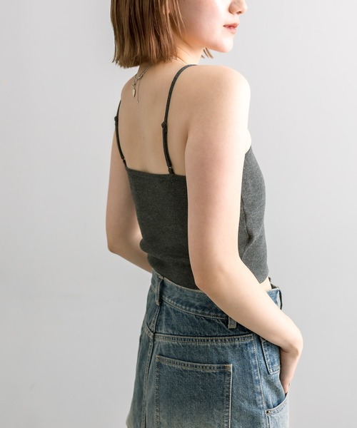 mline（エムライン）の「【5色展開】[mline]刺繍ニットキャミ（キャミソール・レディース・グリーン/ピンク/チャコールグレー/ブルー/アイボリー・FREE）」の9枚目の写真