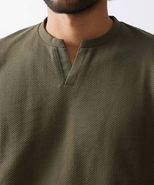 MICHEL KLEIN HOMME (ミッシェルクランオム)の「《日本製》チェック柄クルーネック半袖カットソー 24SS(Tシャツ/カットソー・メンズ・ホワイト/ネイビー/カーキ・MEDIUM/LARGE/X-LARGE)」の11枚目の写真