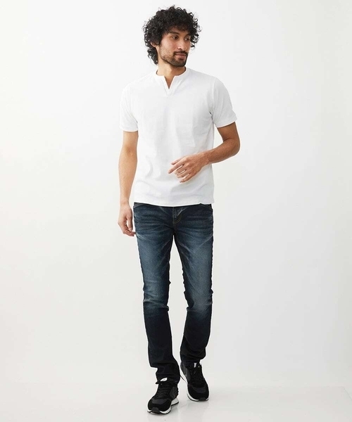 MICHEL KLEIN HOMME (ミッシェルクランオム)の「《日本製》チェック柄クルーネック半袖カットソー 24SS(Tシャツ/カットソー・メンズ・ホワイト/ネイビー/カーキ・MEDIUM/LARGE/X-LARGE)」の5枚目の写真
