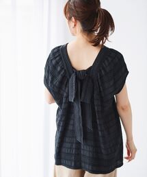 le.coeur blanc | シャーリングボーダーリボンブラウス(シャツ/ブラウス)