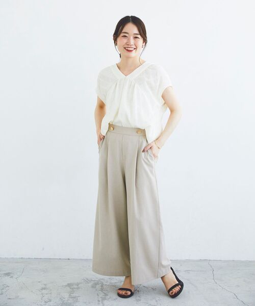 le.coeur blanc（ルクールブラン）の「シャーリングボーダーリボンブラウス（シャツ/ブラウス・レディース・オフホワイト/ブラック・38）」の11枚目の写真