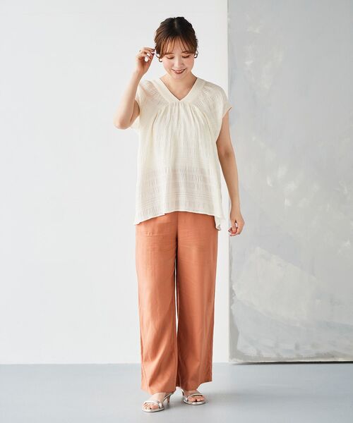 le.coeur blanc（ルクールブラン）の「シャーリングボーダーリボンブラウス（シャツ/ブラウス・レディース・オフホワイト/ブラック・38）」の19枚目の写真