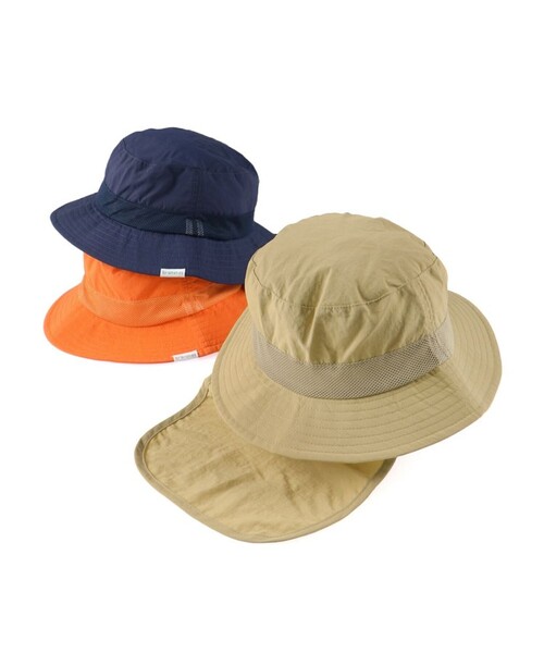 BRANSHES（ブランシェス）の「【水陸両用/撥水加工】日よけ付きナイロンハット（ハット・キッズ・ベージュ/ネイビー/オレンジ・52cm/50cm/54cm/56cm）」の7枚目の写真