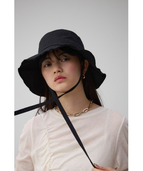 AZUL by moussy(アズールバイマウジー)の「カットオフリネンライクバケットハット(ハット・レディース・ベージュ/ブラック・FREE)」の15枚目の写真