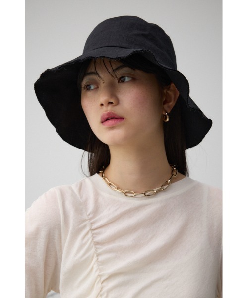 AZUL by moussy(アズールバイマウジー)の「カットオフリネンライクバケットハット(ハット・レディース・ベージュ/ブラック・FREE)」の16枚目の写真