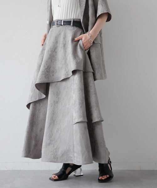 HARE（ハレ）の「ジャガードアシメフラシフレアスカート(HARE)（スカート・レディース・ブラック/ホワイト/ライトグレー・FREE）」の13枚目の写真