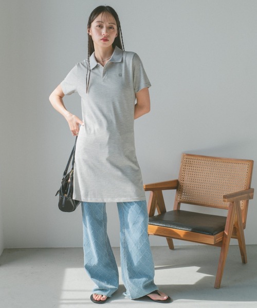 VANNIE U（ヴァニーユー）の「オーバルロゴポロシャツミニワンピース（ワンピース・レディース・グレー/ネイビー・FREE）」の11枚目の写真
