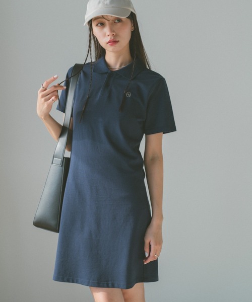VANNIE U（ヴァニーユー）の「オーバルロゴポロシャツミニワンピース（ワンピース・レディース・グレー/ネイビー・FREE）」の13枚目の写真