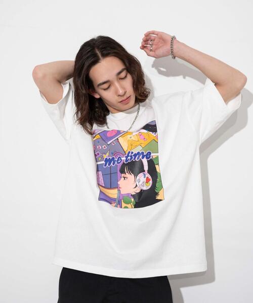 WEGO(ウィゴー)の「∴WEGO/別注オハナグラフィックT(Tシャツ/カットソー・メンズ・ホワイト/サックスブルー・MEDIUM/LARGE)」の1枚目の写真