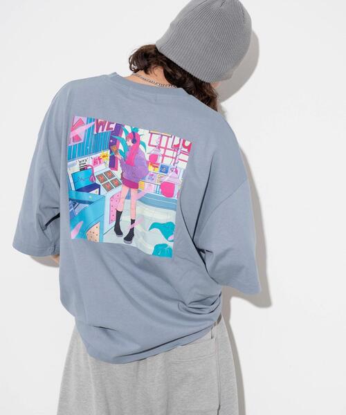 WEGO(ウィゴー)の「∴WEGO/別注オハナグラフィックT(Tシャツ/カットソー・メンズ・ホワイト/サックスブルー・MEDIUM/LARGE)」の2枚目の写真