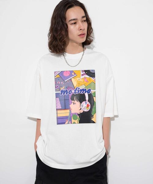 WEGO(ウィゴー)の「∴WEGO/別注オハナグラフィックT(Tシャツ/カットソー・メンズ・ホワイト/サックスブルー・MEDIUM/LARGE)」の5枚目の写真