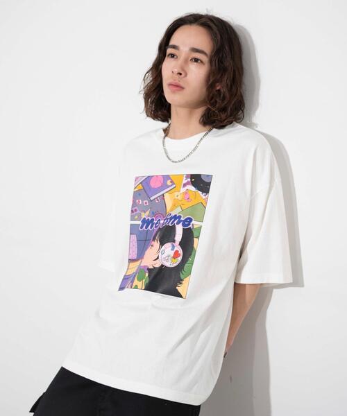 WEGO(ウィゴー)の「∴WEGO/別注オハナグラフィックT(Tシャツ/カットソー・メンズ・ホワイト/サックスブルー・MEDIUM/LARGE)」の6枚目の写真