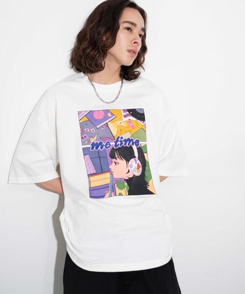 WEGO(ウィゴー)の「∴WEGO/別注オハナグラフィックT(Tシャツ/カットソー・メンズ・ホワイト/サックスブルー・MEDIUM/LARGE)」の7枚目の写真