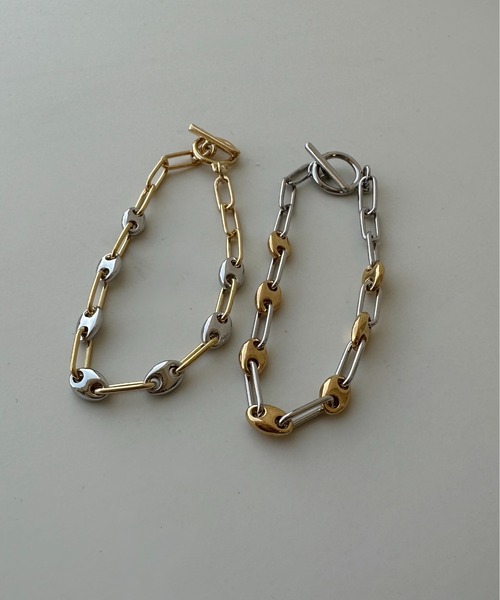 lawgy（ラウジー）の「mix circle charm chain bracelet / ミックスサークルチャームチェーンブレスレット（ブレスレット・レディース・シルバー/ゴールド・FREE）」の4枚目の写真