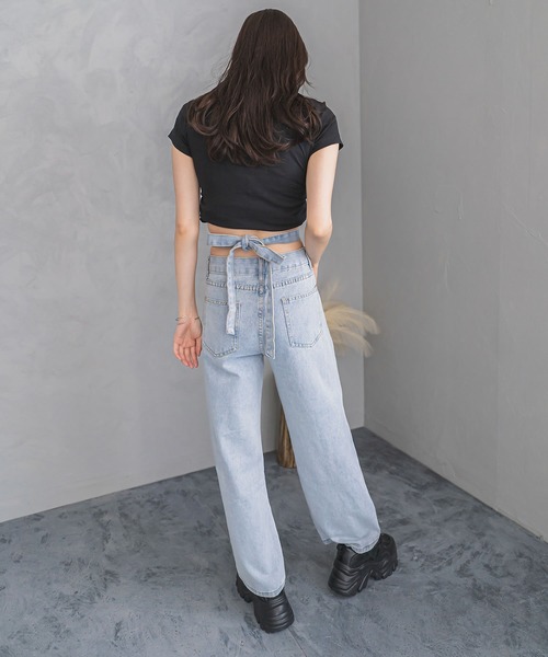 madrepadre(マドレパドレ)の「リボンハイウエストデニムパンツ(デニムパンツ・レディース・ブルー・MEDIUM/LARGE)」の7枚目の写真