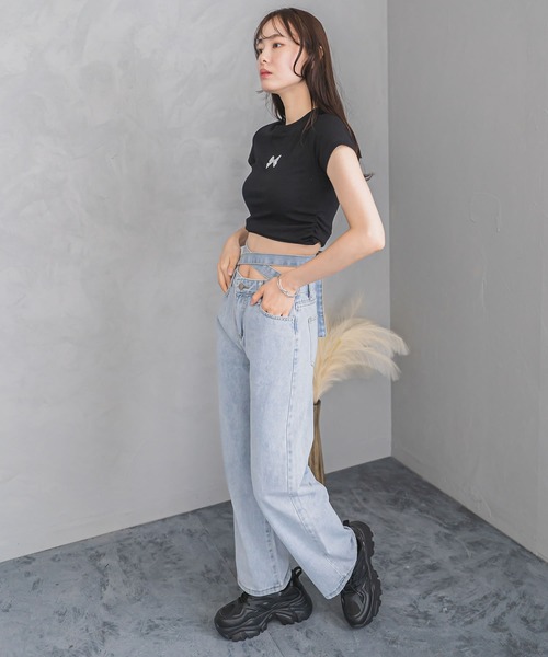 madrepadre(マドレパドレ)の「リボンハイウエストデニムパンツ(デニムパンツ・レディース・ブルー・MEDIUM/LARGE)」の6枚目の写真