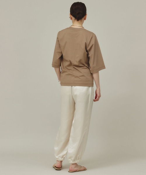 AP studio CHINO ツイストサテンパンツ 黒｜パンツ