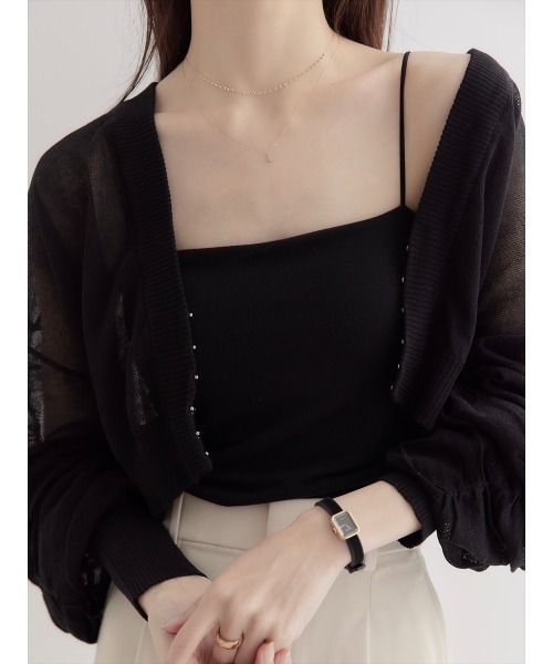 amel(エイメル)の「スパゲッティキャミブラトップ(キャミソール・レディース・ブラック・FREE)」の6枚目の写真