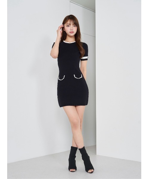 Darich（ダーリッチ）の「バイカラーラインニットミニワンピース