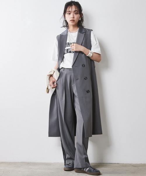 ベスト ジレ 「大きいサイズ」ロングジレワンピース(共布ベルト付) シックスタイル レディース CHIC STYLE（シックスタイル）の「＜大きいサイズ＞ロングジレ