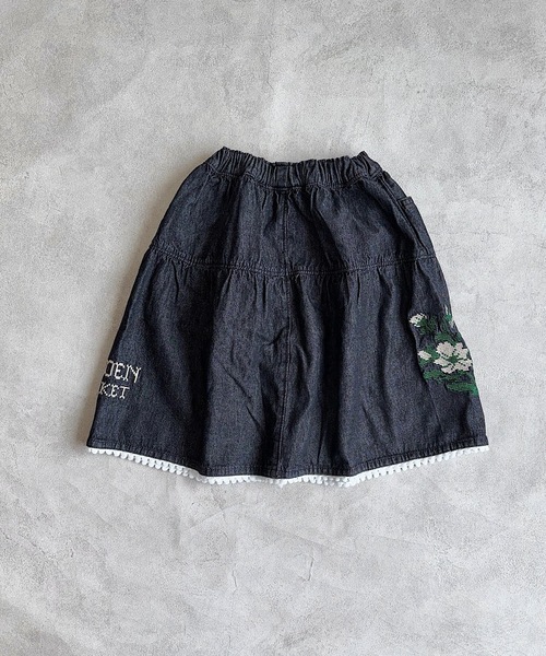 BIG FIELD（ビッグフィールド）の「刺繍デニムスカート（デニムスカート・キッズ・ブラック/ネイビー・90/100/110/120/130/140/150）」の6枚目の写真