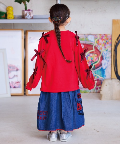 BIG FIELD（ビッグフィールド）の「刺繍デニムスカート（デニムスカート・キッズ・ブラック/ネイビー・90/100/110/120/130/140/150）」の14枚目の写真