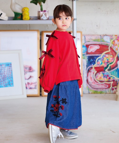 BIG FIELD（ビッグフィールド）の「刺繍デニムスカート（デニムスカート・キッズ・ブラック/ネイビー・90/100/110/120/130/140/150）」の13枚目の写真