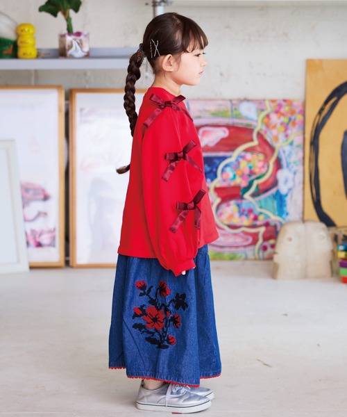 BIG FIELD（ビッグフィールド）の「刺繍デニムスカート（デニムスカート・キッズ・ブラック/ネイビー・90/100/110/120/130/140/150）」の12枚目の写真