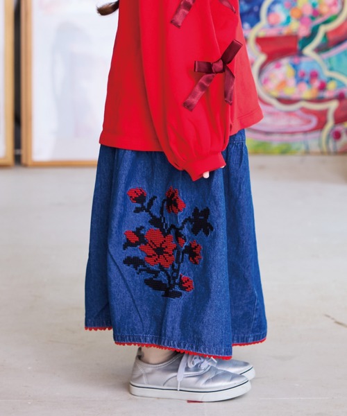 BIG FIELD（ビッグフィールド）の「刺繍デニムスカート（デニムスカート・キッズ・ブラック/ネイビー・90/100/110/120/130/140/150）」の18枚目の写真
