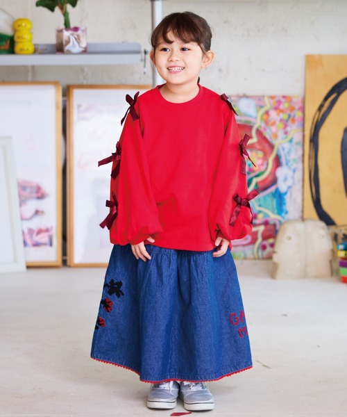 BIG FIELD（ビッグフィールド）の「刺繍デニムスカート（デニムスカート・キッズ・ブラック/ネイビー・90/100/110/120/130/140/150）」の16枚目の写真