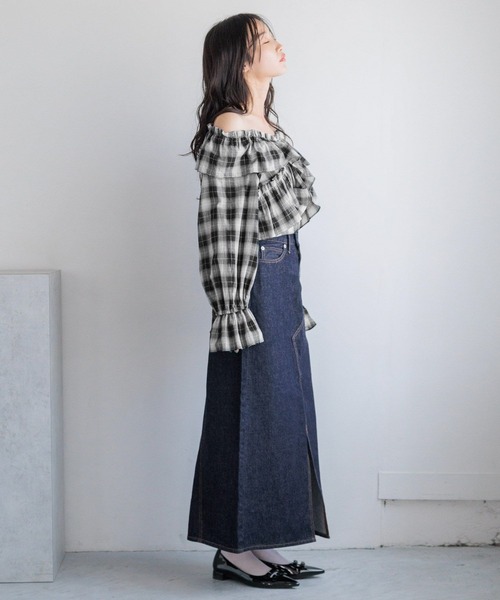 LOWRYS FARM（ローリーズファーム）の「ＣＯＮＥ／タイトロングＳＫ 131362（スカート・レディース・ブルー/ブラック/ネイビー・MEDIUM/LARGE）」の5枚目の写真