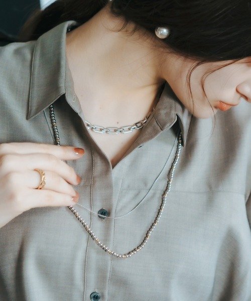 YECCA VECCA（イェッカヴェッカ）の「【2点セット】チェーン×メタルロングネックレス（ネックレス・レディース・ゴールド/シルバー・FREE）」の2枚目の写真