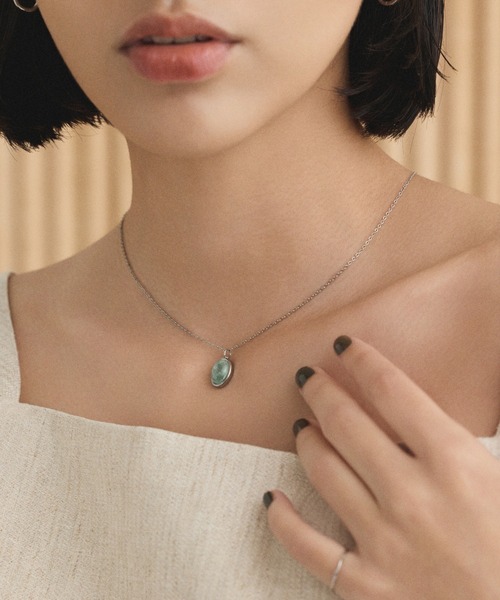 CENE（セネ）の「【CENE】セネ/ラウンドストーンネックレス（ネックレス・レディース・ブラック/ライトブルー/イエロー・FREE）」の8枚目の写真