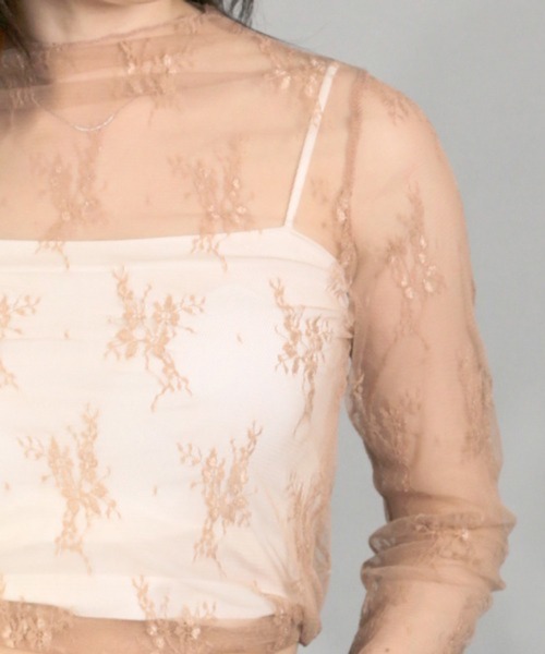 Chiina（チーナ）の「【Chiina】シースルーハイネックトップス（その他トップス・レディース・アイボリー/カーキ/ブルー/ピンク/ホワイト・FREE）」の4枚目の写真