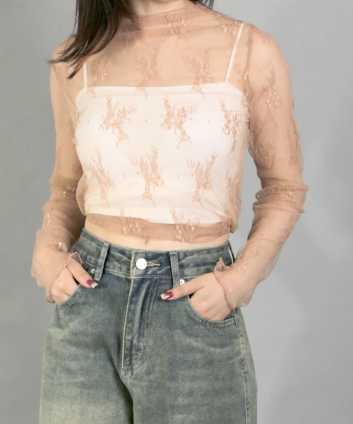 Chiina（チーナ）の「【Chiina】シースルーハイネックトップス（その他トップス・レディース・アイボリー/カーキ/ブルー/ピンク/ホワイト・FREE）」の21枚目の写真