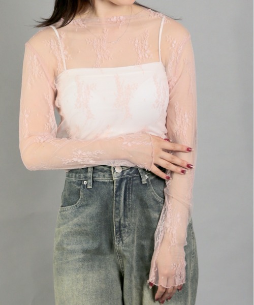 Chiina（チーナ）の「【Chiina】シースルーハイネックトップス（その他トップス・レディース・アイボリー/カーキ/ブルー/ピンク/ホワイト・FREE）」の17枚目の写真