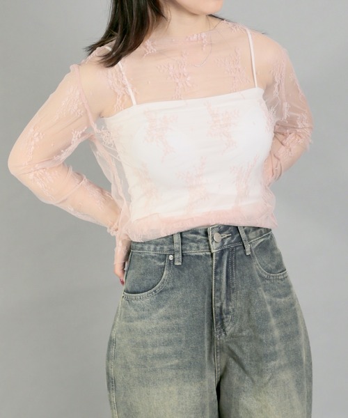 Chiina（チーナ）の「【Chiina】シースルーハイネックトップス（その他トップス・レディース・アイボリー/カーキ/ブルー/ピンク/ホワイト・FREE）」の16枚目の写真