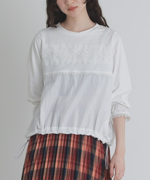 『レースデザインドロストカットソー』（Tシャツ/カットソー）｜somari imagination（ソマリ イマジネーション） 5,700円