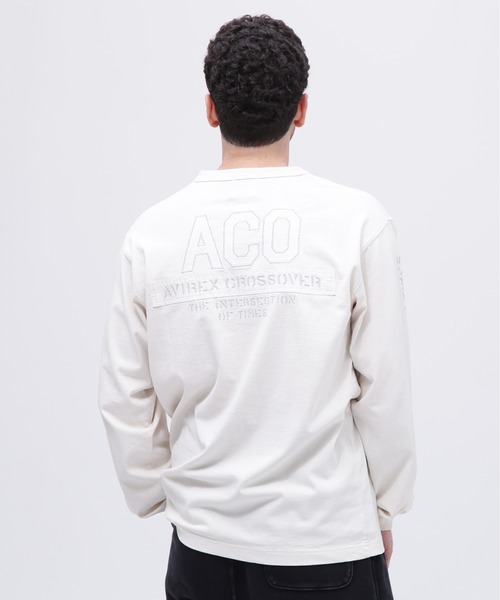 AVIREX（アヴィレックス）の「《CROSSOVER》FADED WASH LONGSLEEVE T-SHIRT / フェイデッド ウォッシュ 長袖Tシャツ / AVIREX / アヴィレックス（Tシャツ/カットソー・メンズ・オフホワイト/チャコール/サックスブルー・LARGE/MEDIUM/XX-LARGE/X-LARGE）」の8枚目の写真