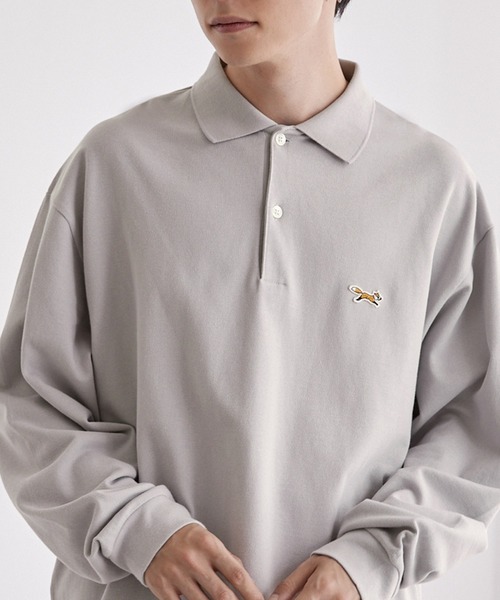 PENNEYS（ぺニーズ）の「PENNEYS/ペニーズ 別注 THE FOX ロゴ ワンポイントワッペン刺繍オーバーサイズ鹿の子ポロシャツ（ポロシャツ・レディース・ホワイト/ライトグレー/ダークネイビー/ブラック/チャコール/サックスブルー/ワインレッド・S/M/L）」の4枚目の写真