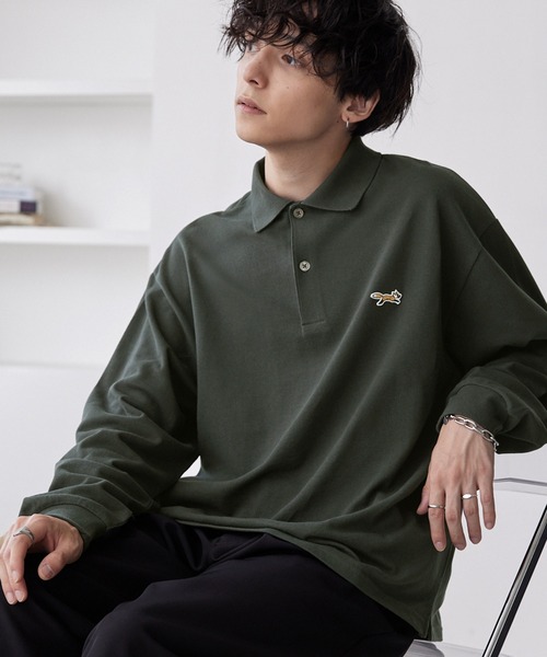 PENNEYS（ぺニーズ）の「PENNEYS/ペニーズ 別注 THE FOX ロゴ ワンポイントワッペン刺繍オーバーサイズ鹿の子ポロシャツ（ポロシャツ・レディース・ホワイト/ライトグレー/ダークネイビー/ブラック/チャコール/サックスブルー/ワインレッド・S/M/L）」の8枚目の写真