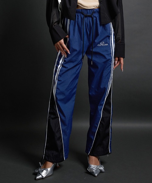 CELINE サイドライン　ワイドストレートパンツ　バイカラー　ネイビー　38 CELINE サイドライン ワイドストレートパンツ バイカラー